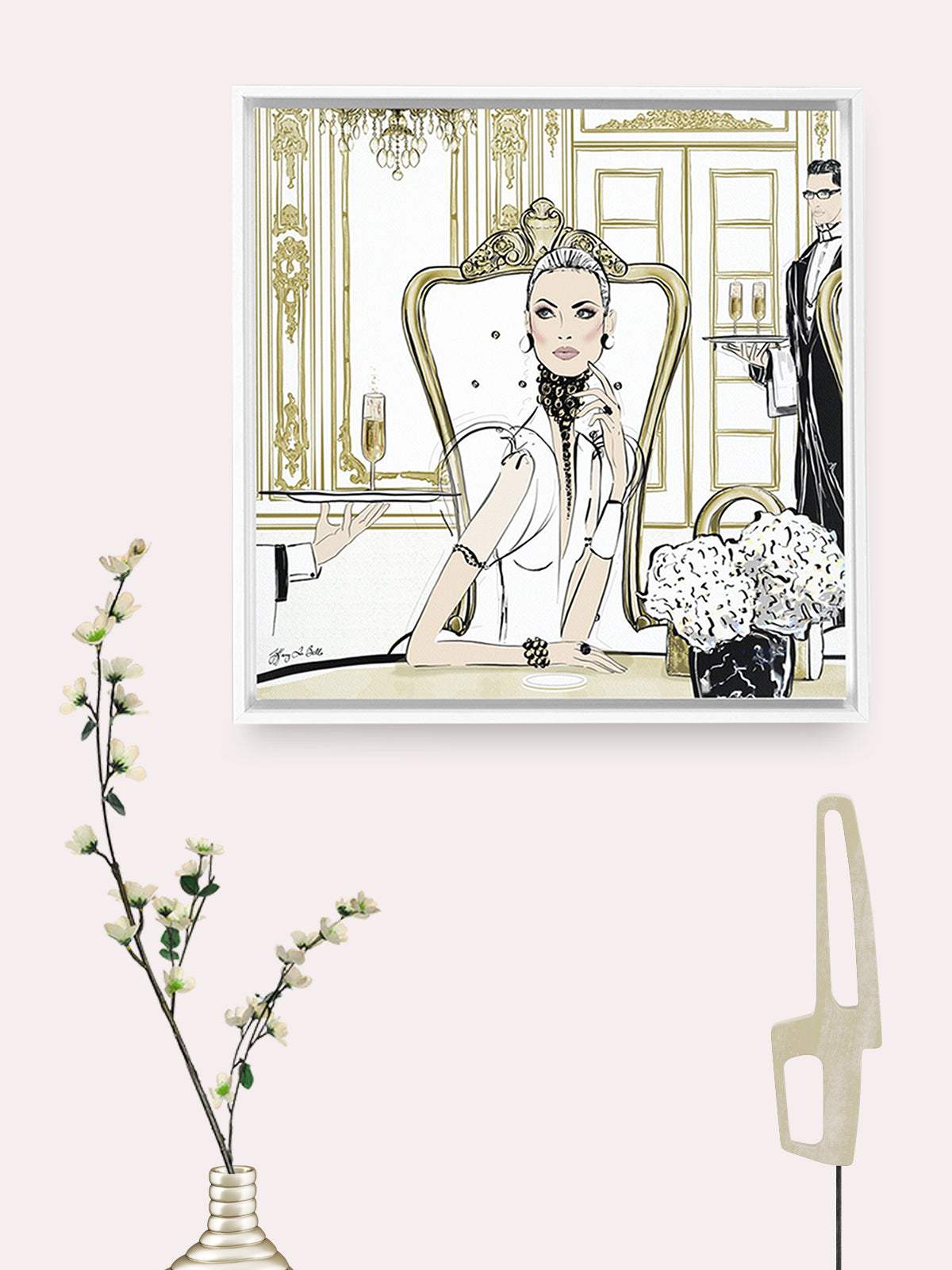 Champagne Dining - Illustration - Canvas Gallery Print - Unframed or Framed - Tiffany La Belle