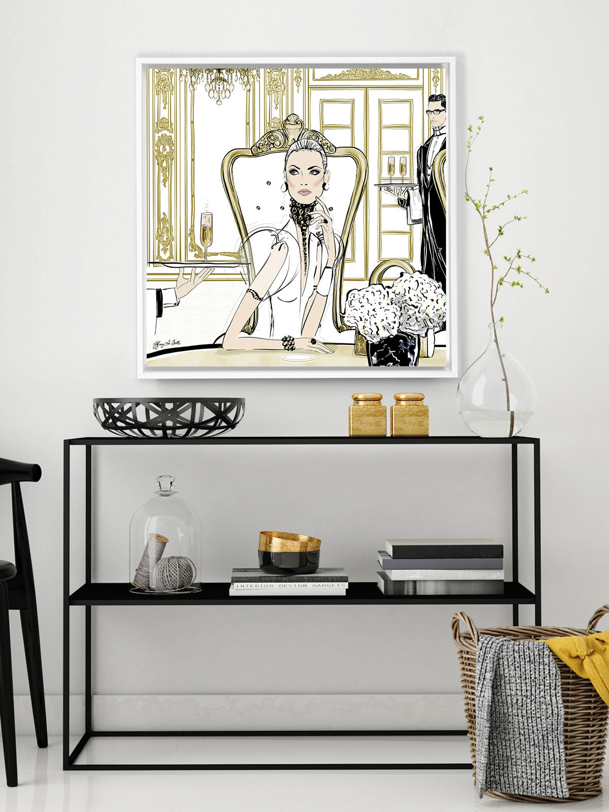 Champagne Dining - Illustration - Canvas Gallery Print - Unframed or Framed - Tiffany La Belle