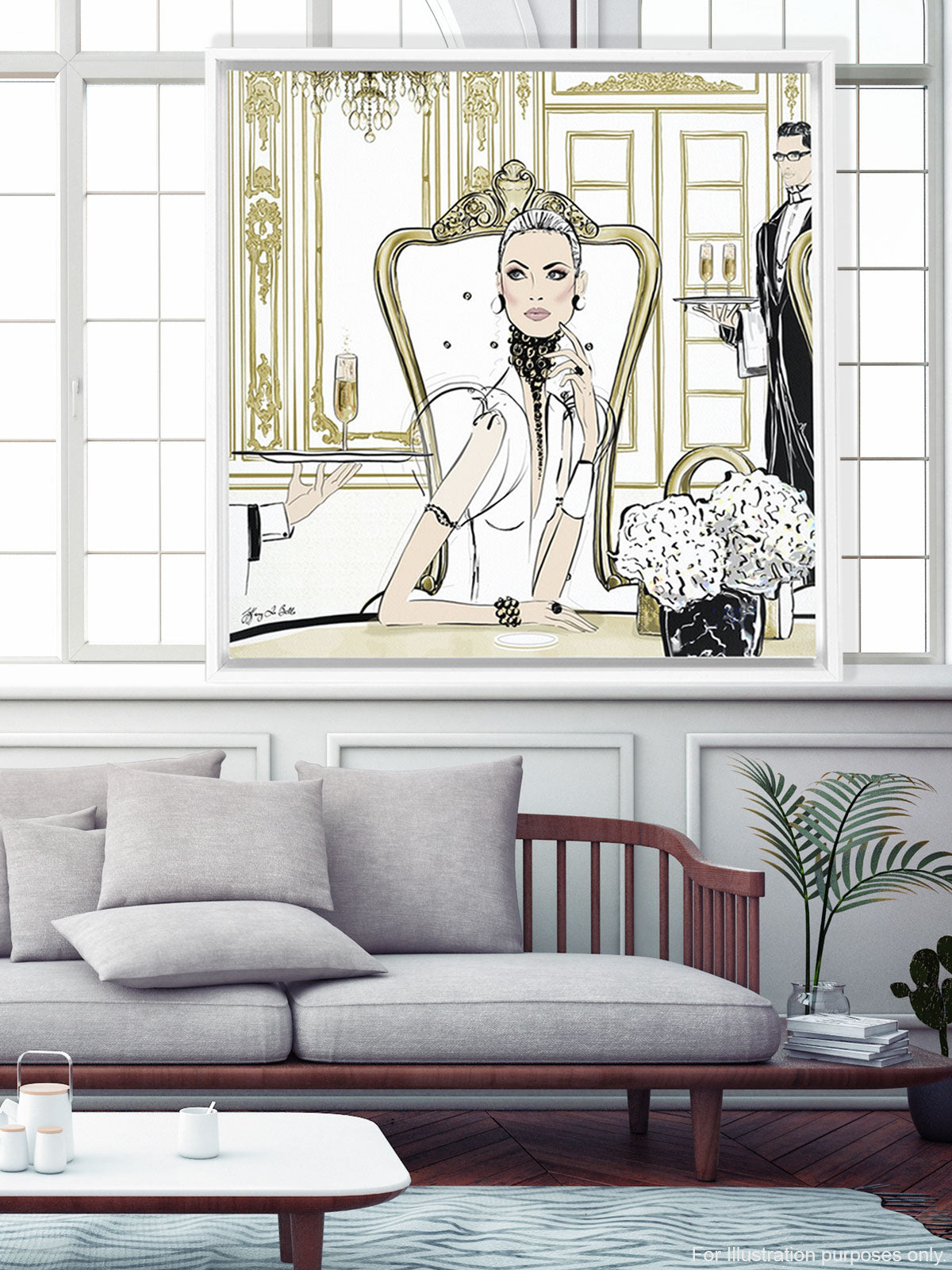 Champagne Dining - Illustration - Canvas Gallery Print - Unframed or Framed - Tiffany La Belle