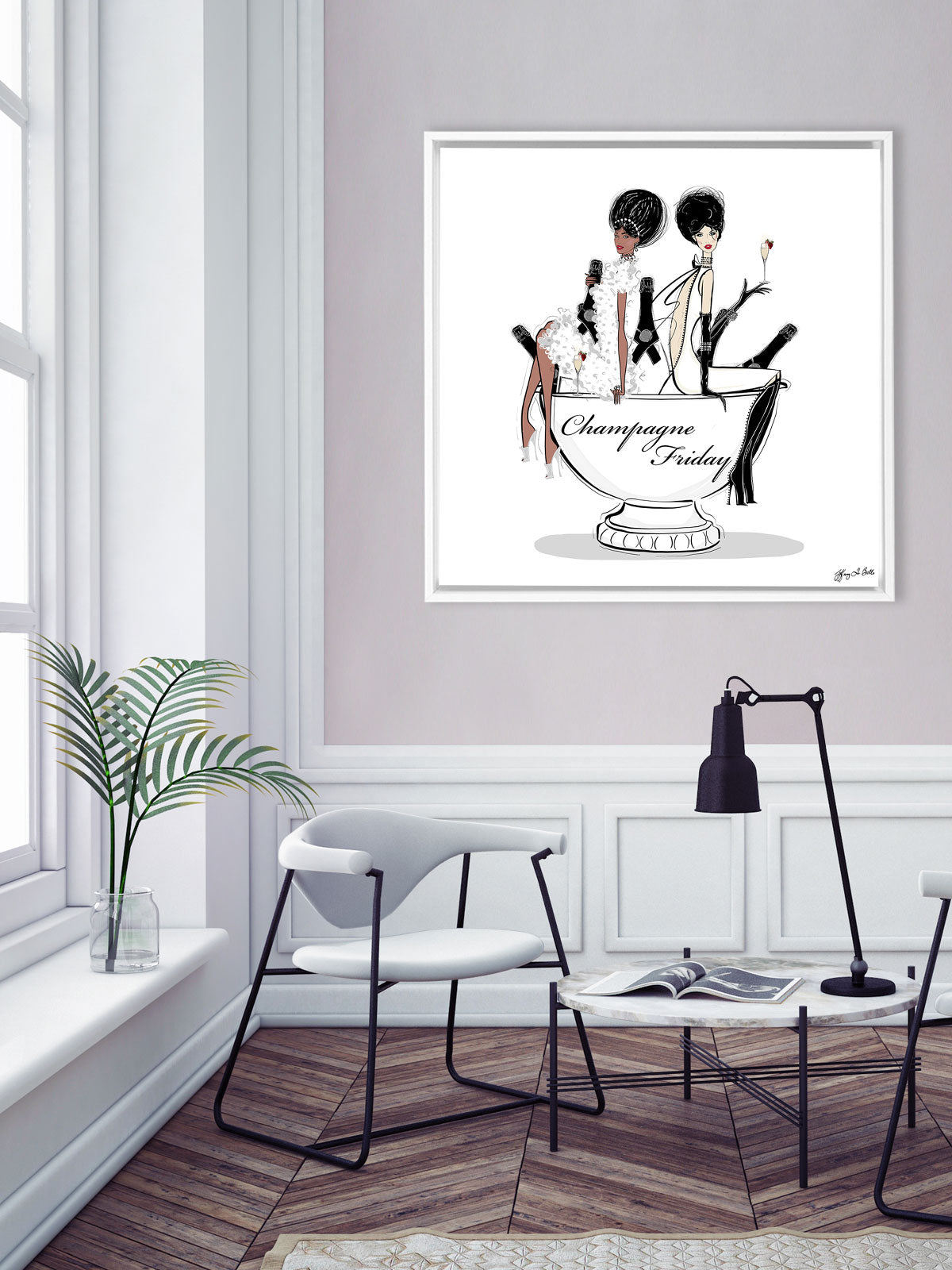 Champagne Friday - Illustration - Canvas Gallery Print - Unframed or Framed - Tiffany La Belle