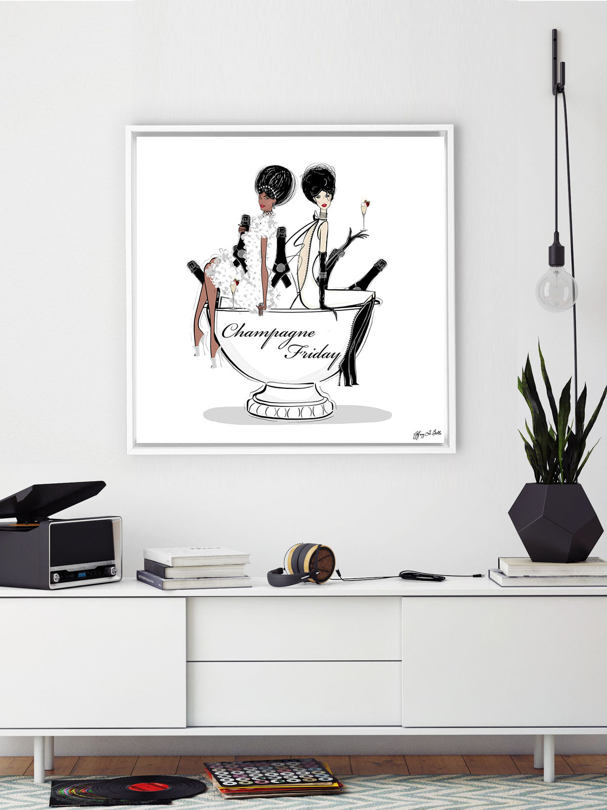 Champagne Friday - Illustration - Canvas Gallery Print - Unframed or Framed - Tiffany La Belle