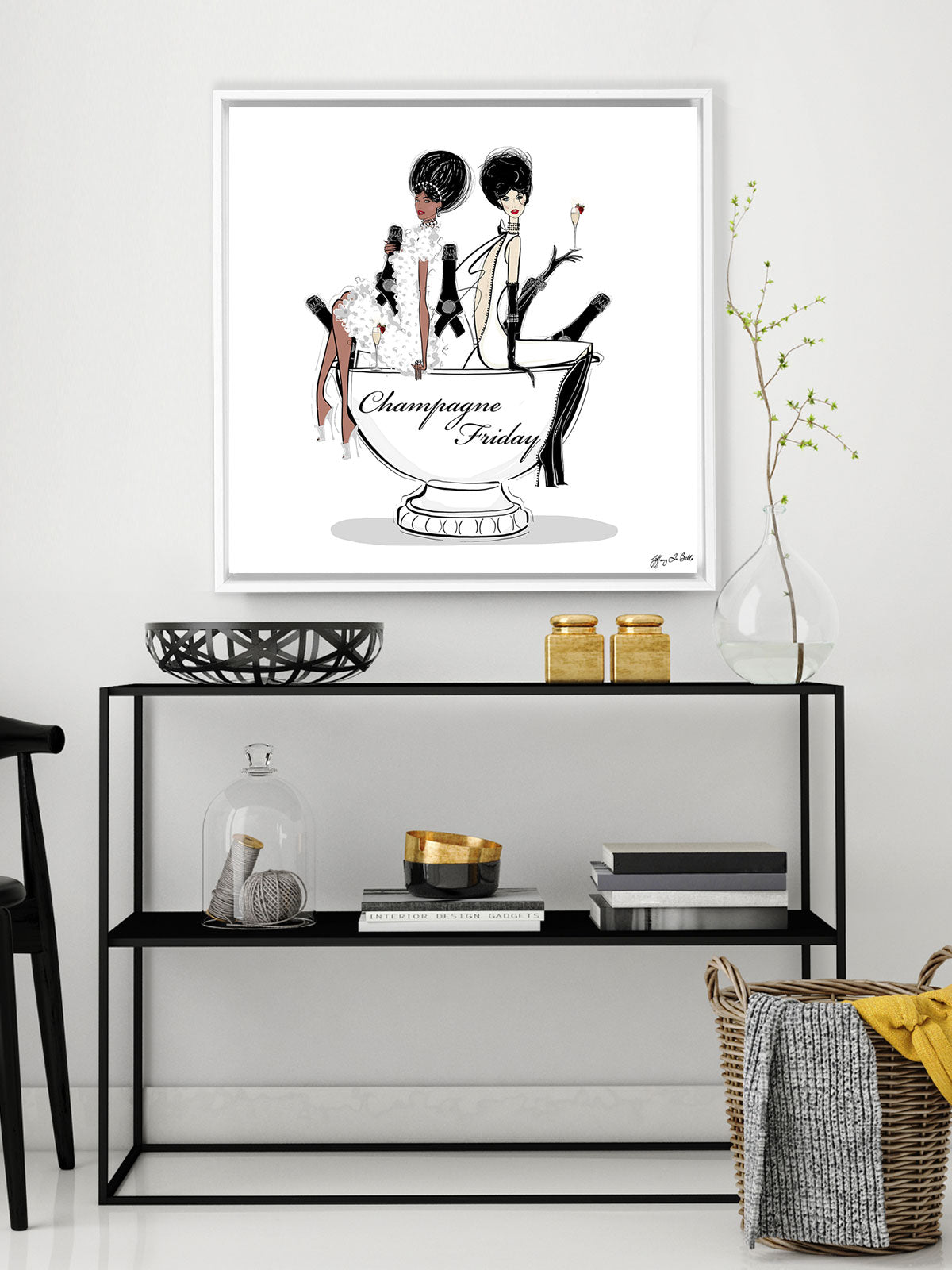 Champagne Friday - Illustration - Canvas Gallery Print - Unframed or Framed - Tiffany La Belle