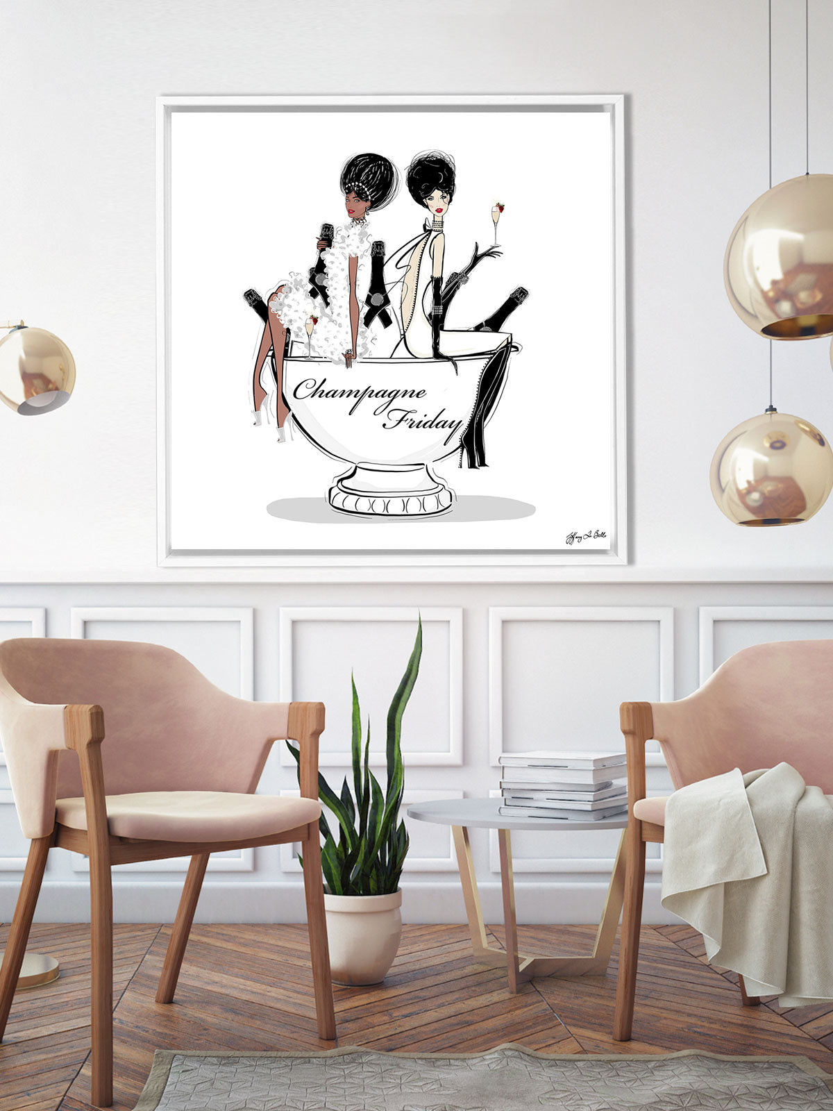 Champagne Friday - Illustration - Canvas Gallery Print - Unframed or Framed - Tiffany La Belle