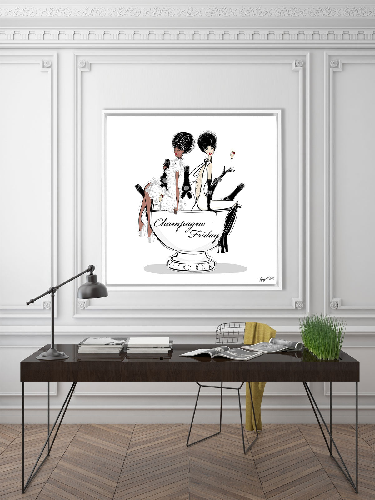 Champagne Friday - Illustration - Canvas Gallery Print - Unframed or Framed - Tiffany La Belle
