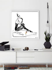 Champagne Friday with Strawberries - Illustration - Canvas Gallery Print - Unframed or Framed - Tiffany La Belle