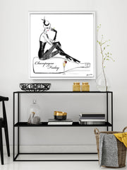 Champagne Friday with Strawberries - Illustration - Canvas Gallery Print - Unframed or Framed - Tiffany La Belle