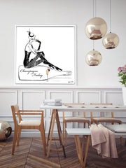 Champagne Friday with Strawberries - Illustration - Canvas Gallery Print - Unframed or Framed - Tiffany La Belle