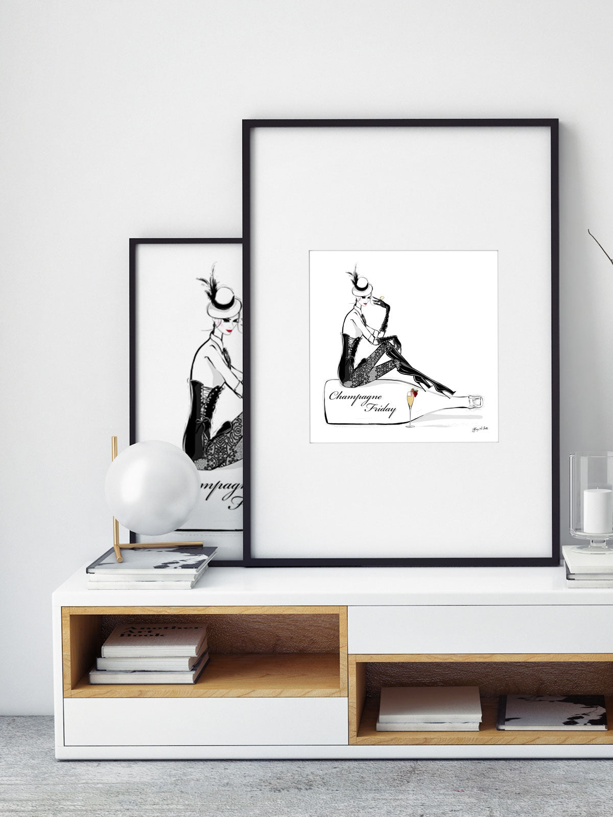 Champagne Friday with Strawberries - Illustration - Limited Edition Print - Tiffany La Belle