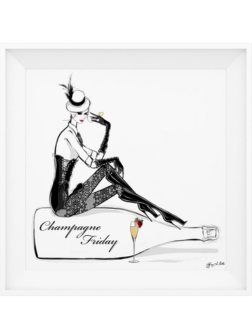 Champagne Friday with Strawberries - Illustration - Limited Edition Print - Tiffany La Belle