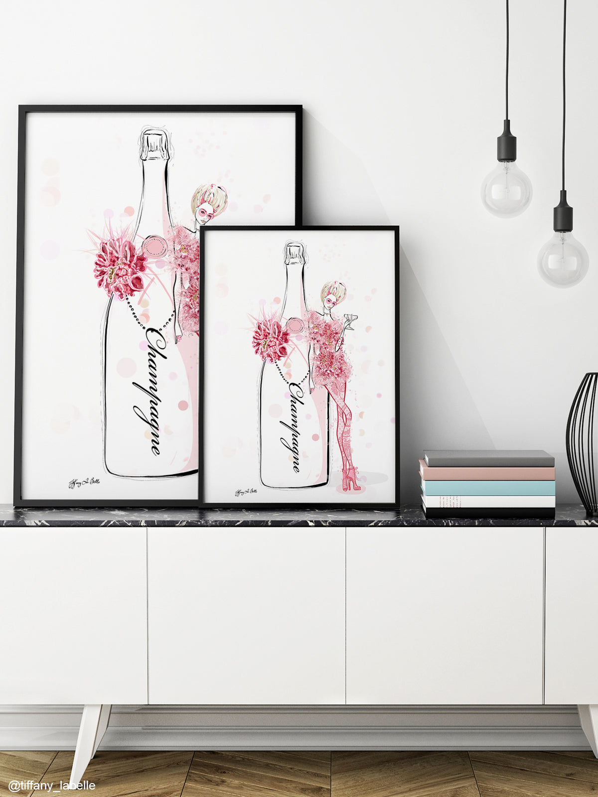 Champagne Bubbles in Elie Saab Floral - Illustration - Limited Edition Print - Tiffany La Belle