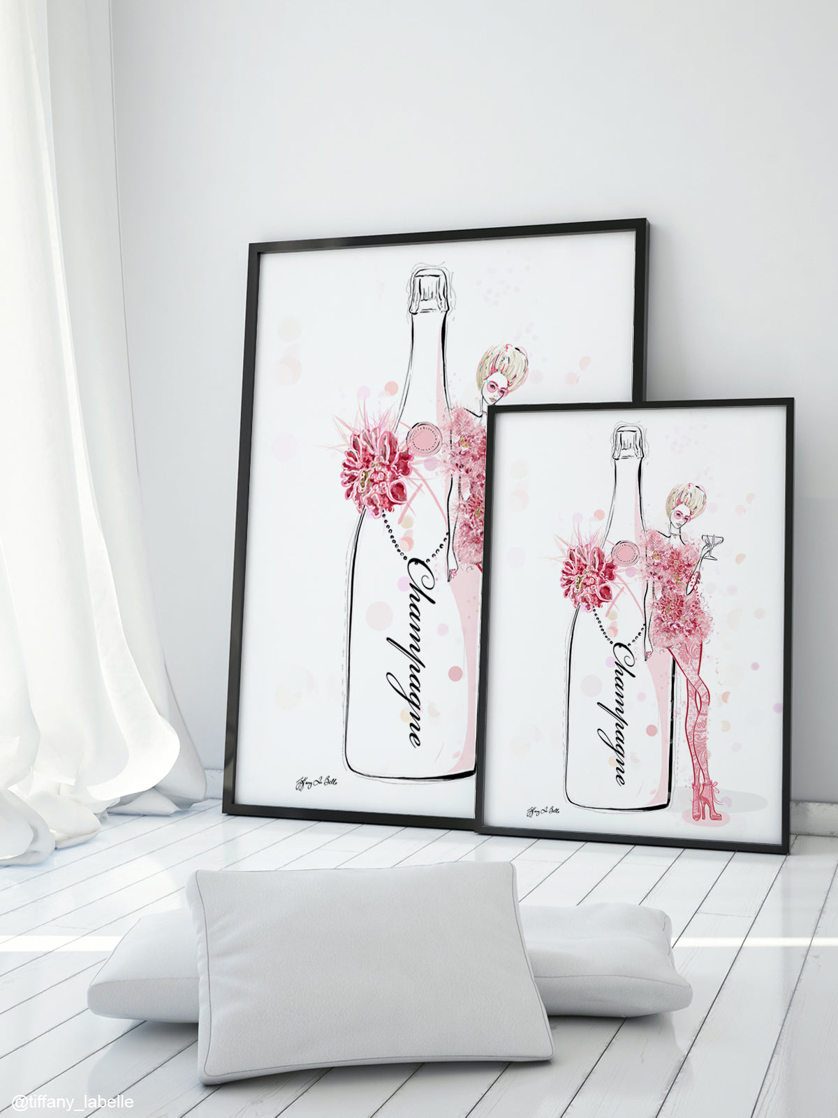 Champagne Bubbles in Elie Saab Floral - Illustration - Limited Edition Print - Tiffany La Belle