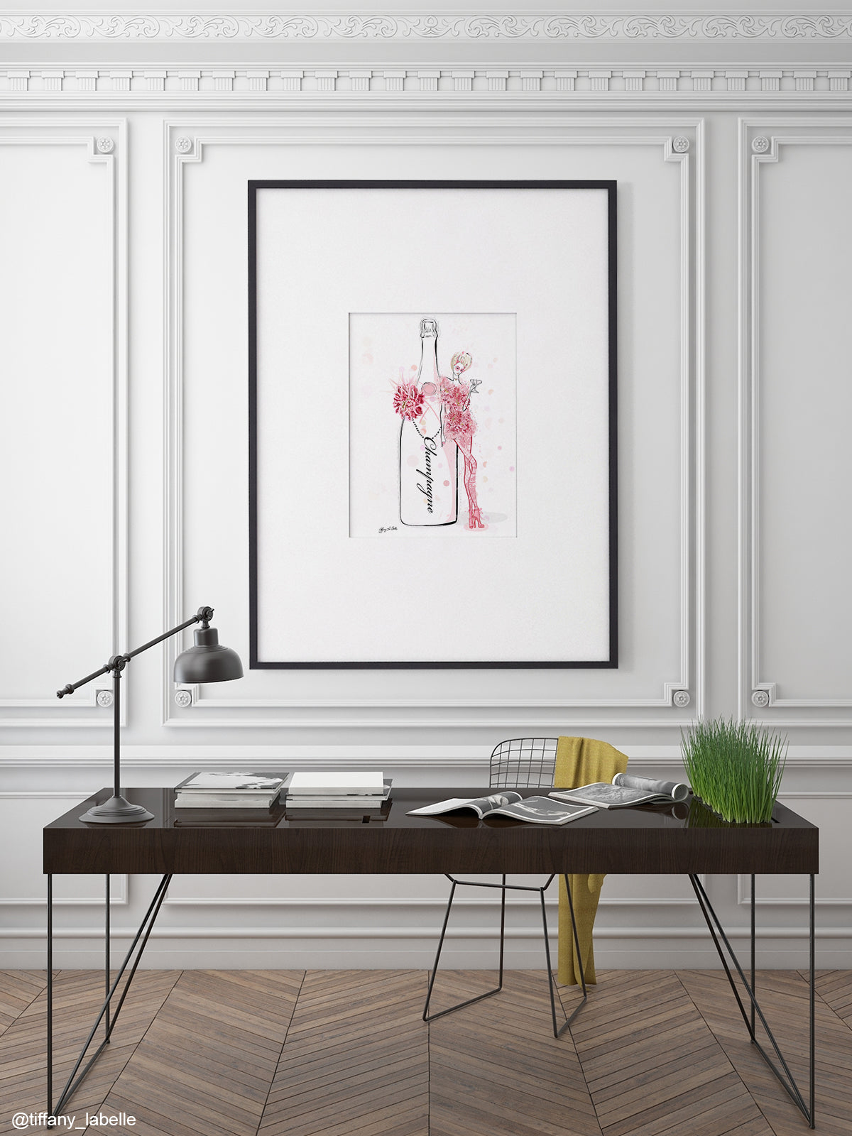 Champagne Bubbles in Elie Saab Floral - Illustration - Limited Edition Print - Tiffany La Belle