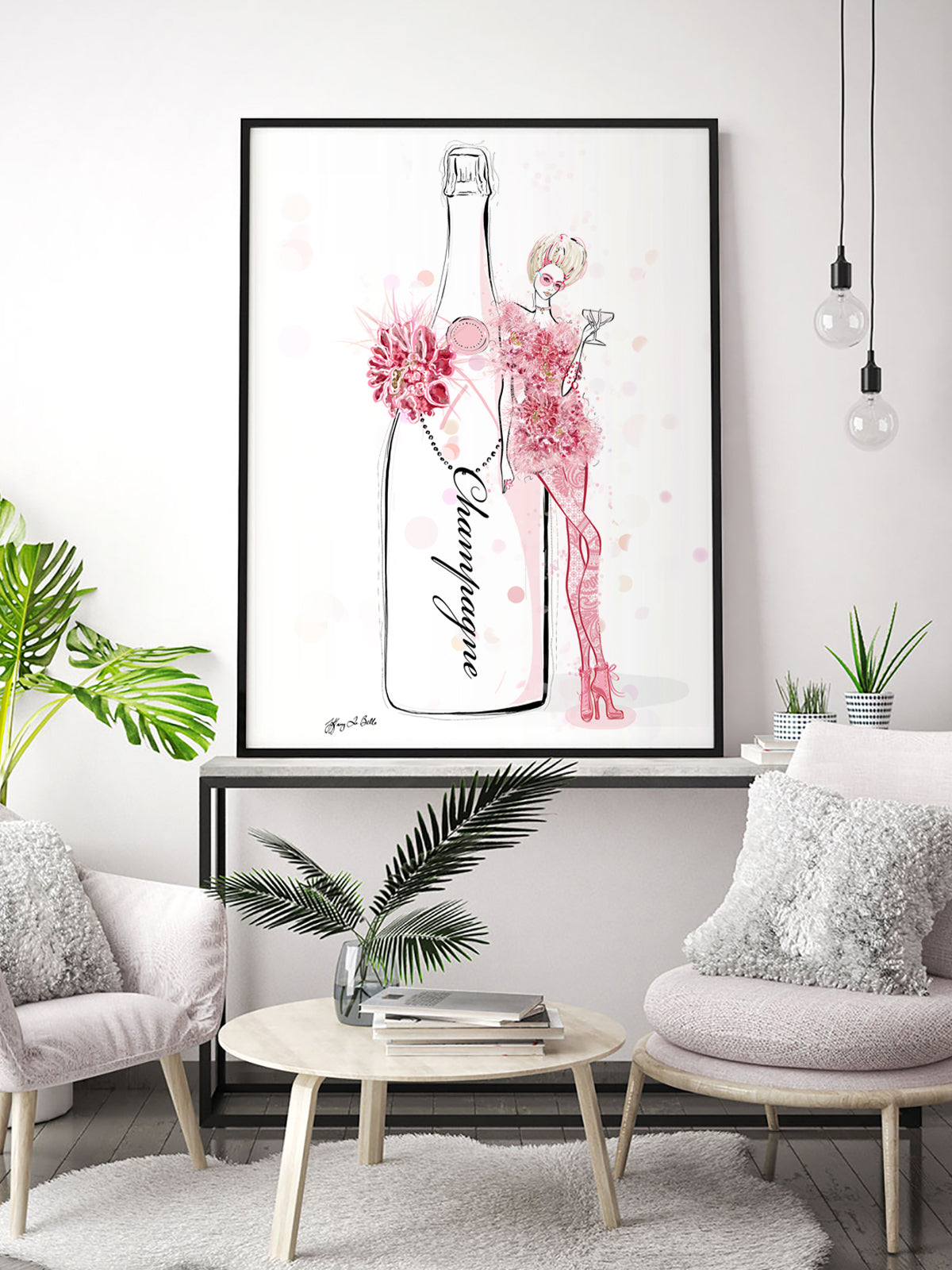 Champagne Bubbles in Elie Saab Floral - Illustration - Limited Edition Print - Tiffany La Belle