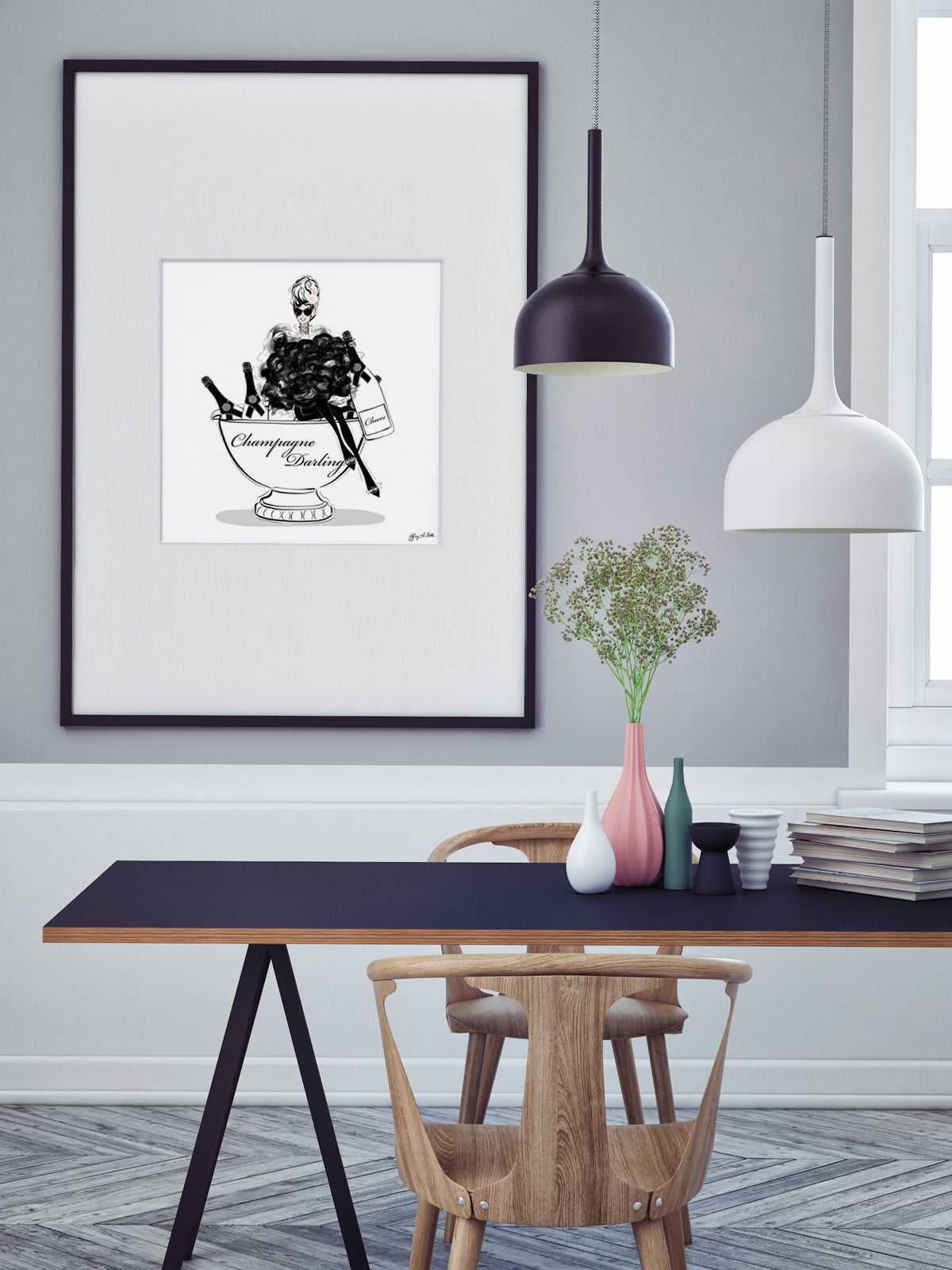Champagne Darling - Illustration - Limited Edition Print - Tiffany La Belle