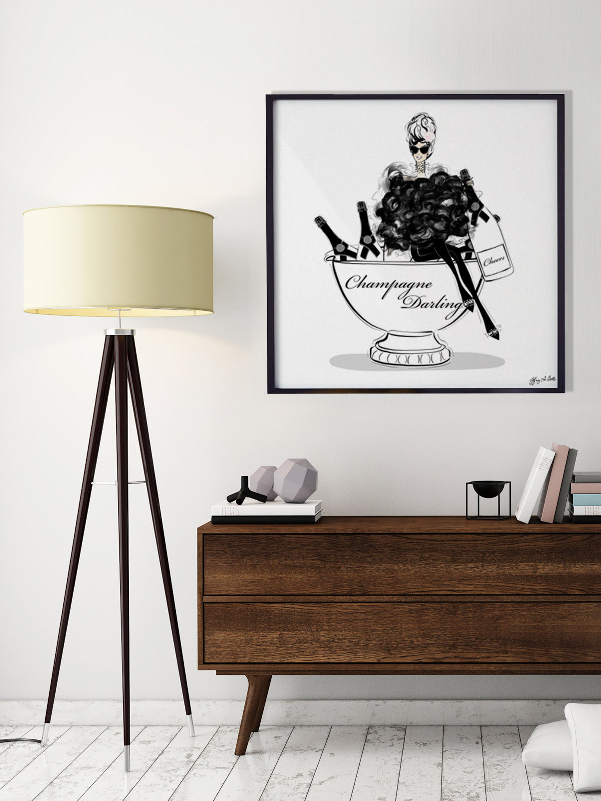 Champagne Darling - Illustration - Limited Edition Print - Tiffany La Belle