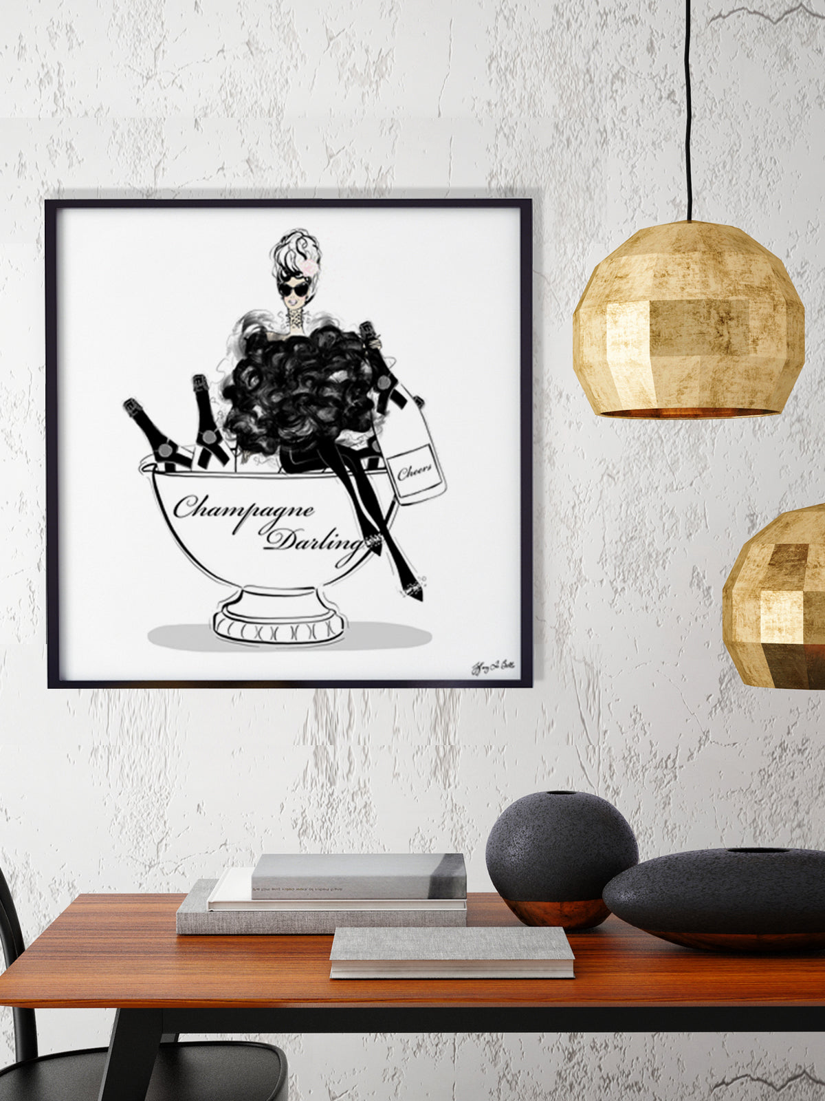 Champagne Darling - Illustration - Limited Edition Print - Tiffany La Belle