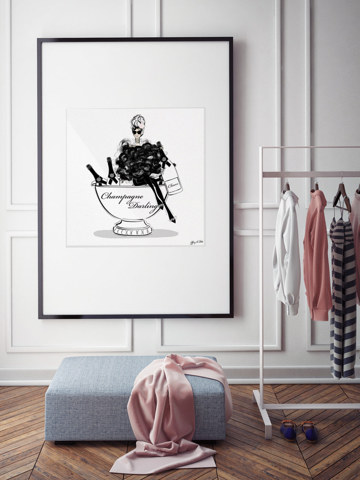 Champagne Darling - Illustration - Limited Edition Print - Tiffany La Belle