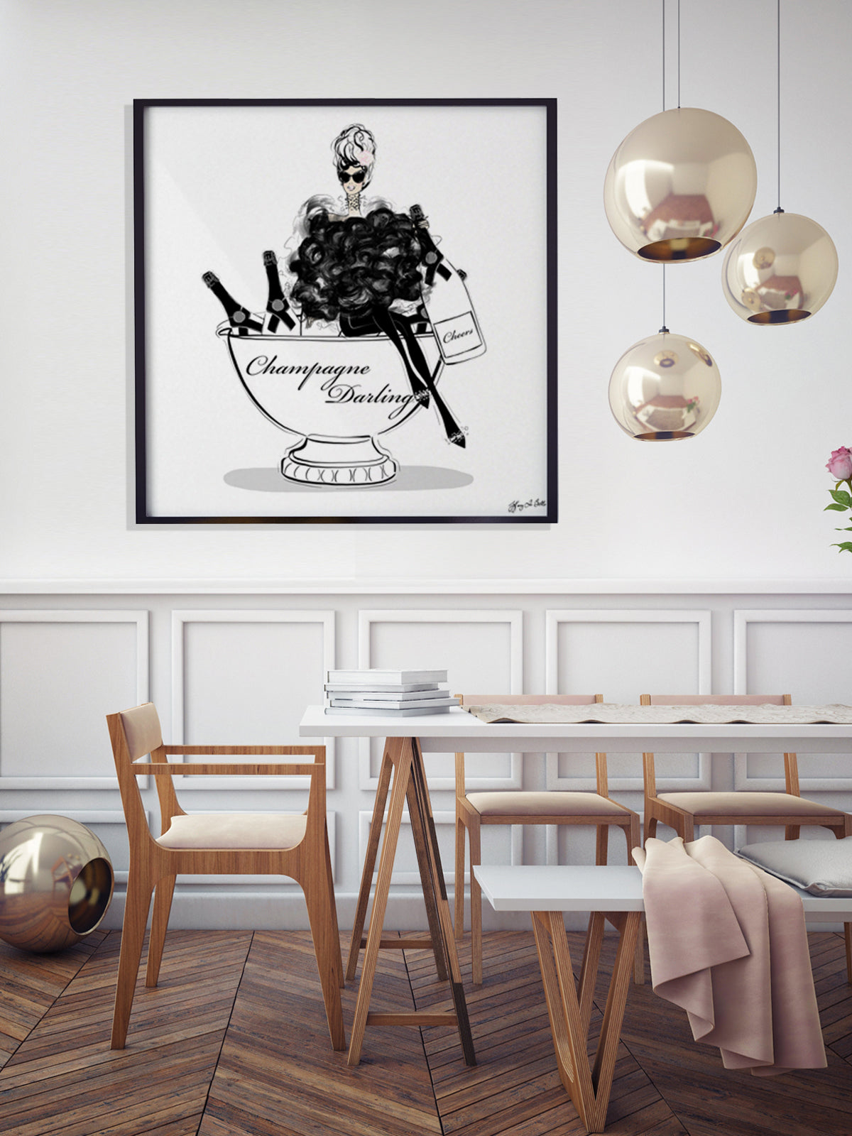 Champagne Darling - Illustration - Limited Edition Print - Tiffany La Belle