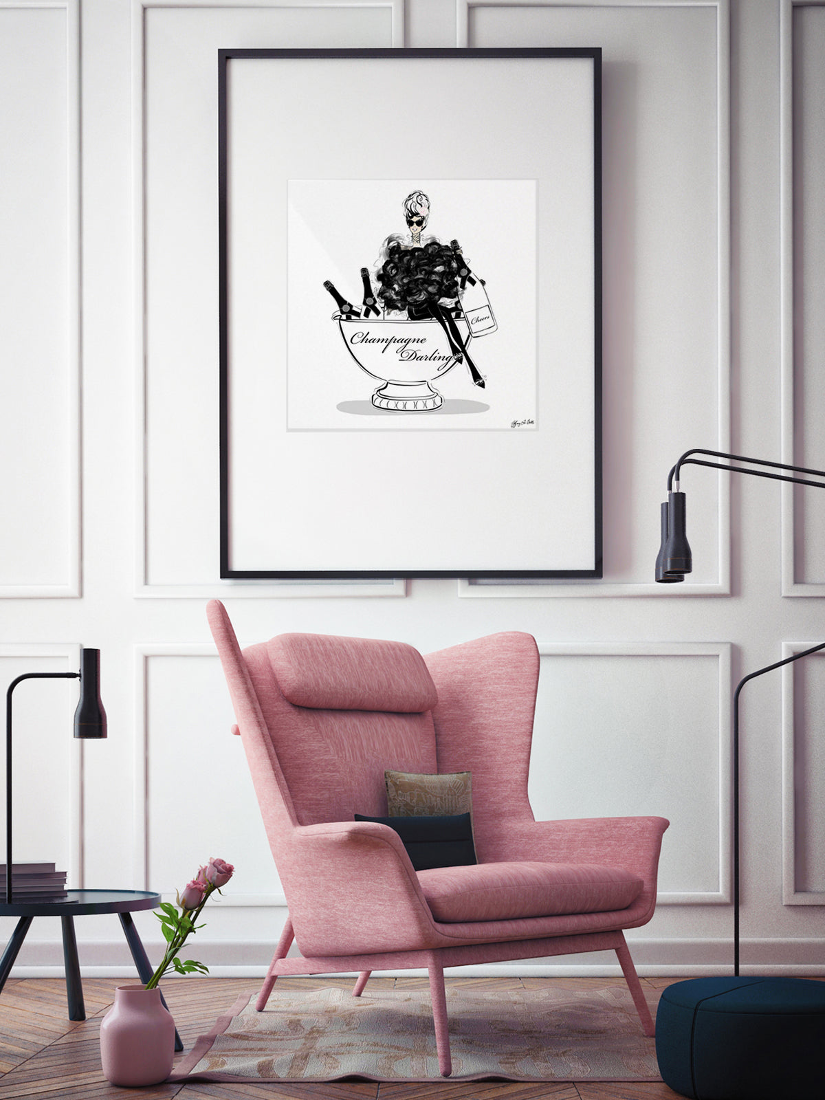 Champagne Darling - Illustration - Limited Edition Print - Tiffany La Belle