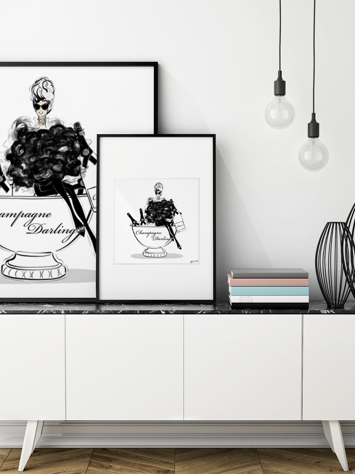 Champagne Darling - Illustration - Limited Edition Print - Tiffany La Belle