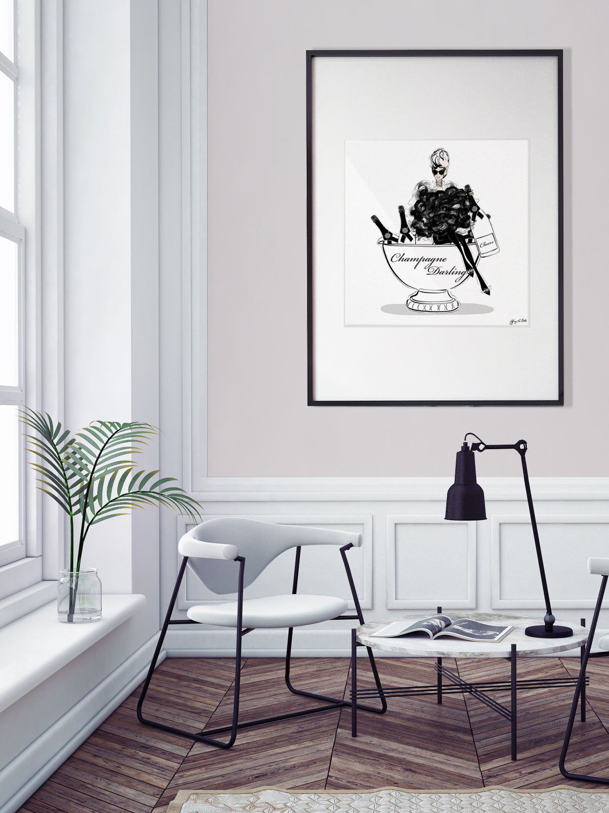 Champagne Darling - Illustration - Limited Edition Print - Tiffany La Belle
