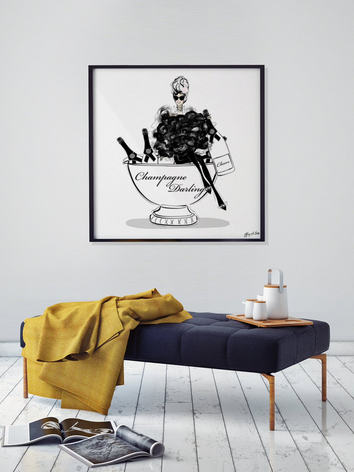 Champagne Darling - Illustration - Limited Edition Print - Tiffany La Belle