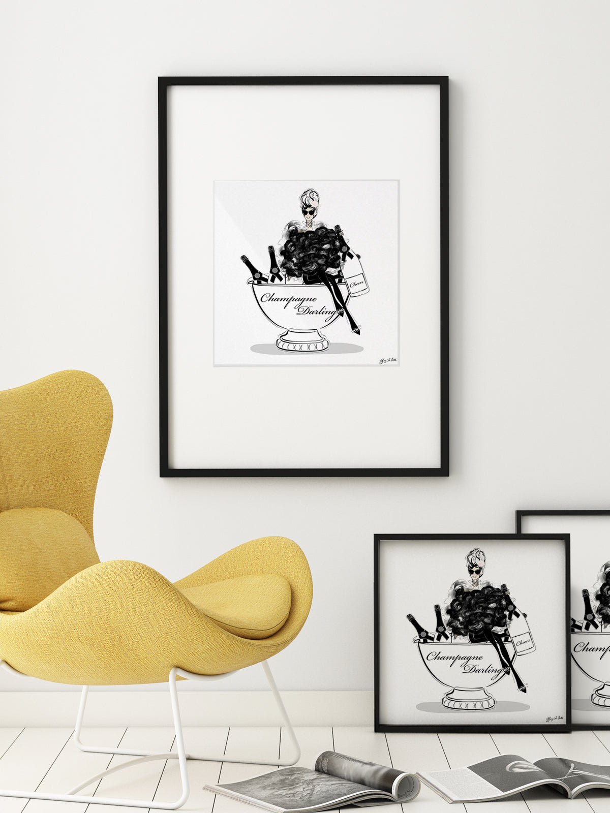Champagne Darling - Illustration - Limited Edition Print - Tiffany La Belle