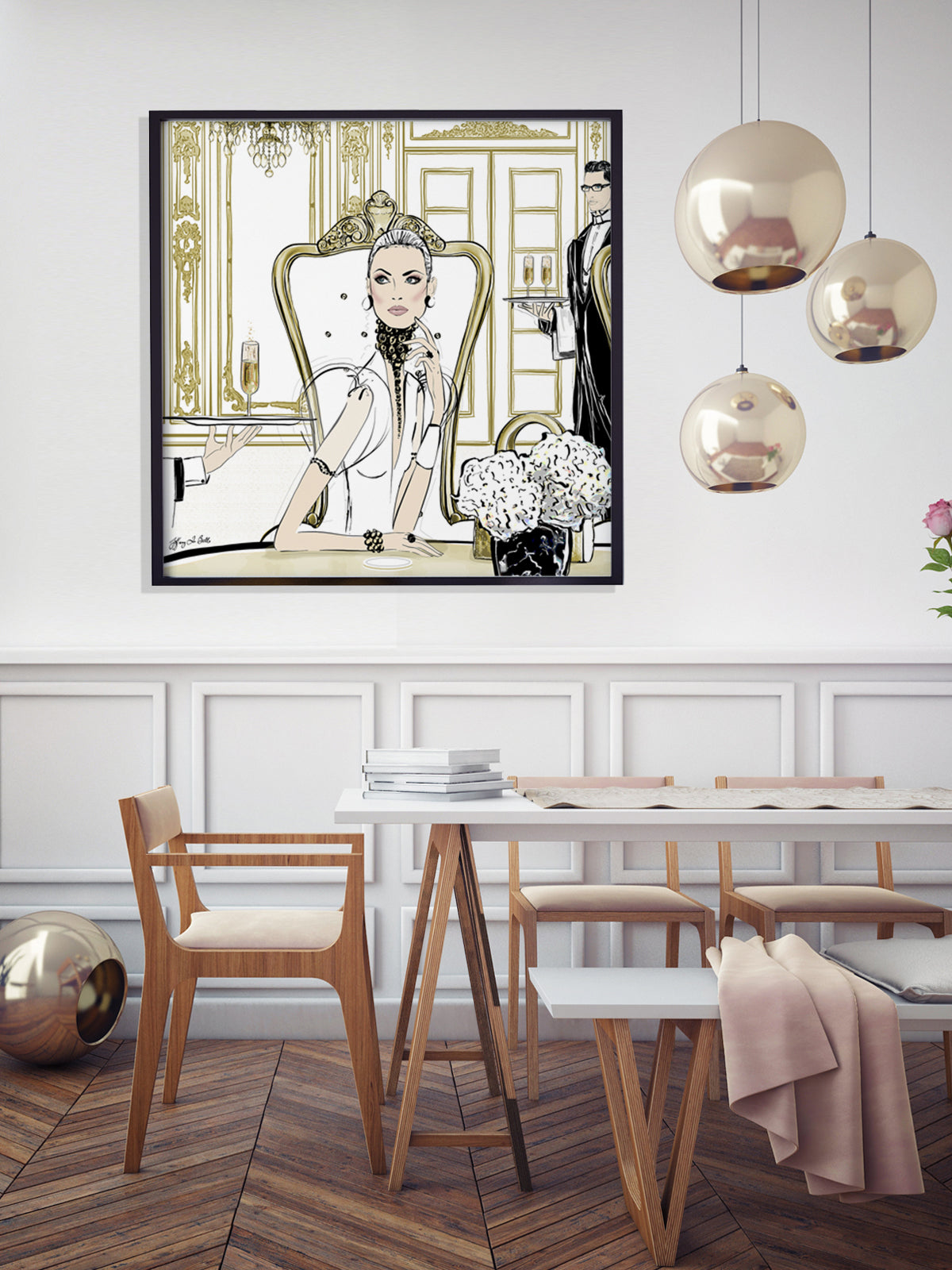 Champagne Dining - Illustration - Limited Edition Print - Tiffany La Belle
