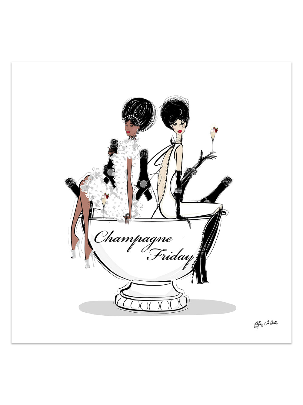 Champagne Friday - Illustration - Limited Edition Print - Tiffany La Belle