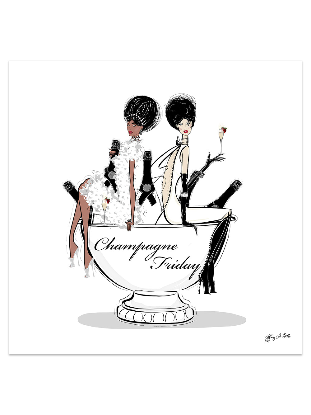 Champagne Friday - Illustration - Limited Edition Print - Tiffany La Belle