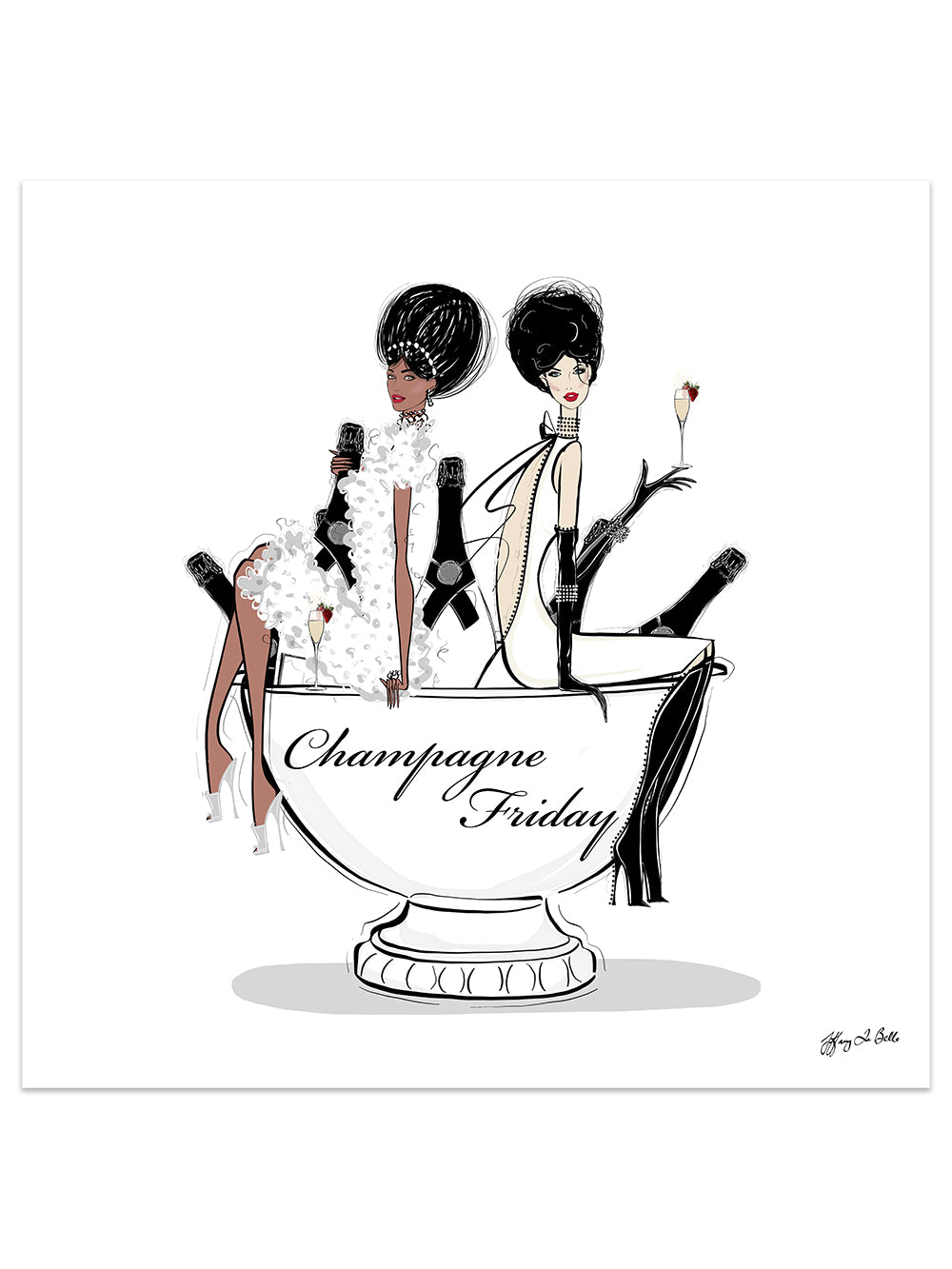 Champagne Friday - Illustration - Limited Edition Print - Tiffany La Belle