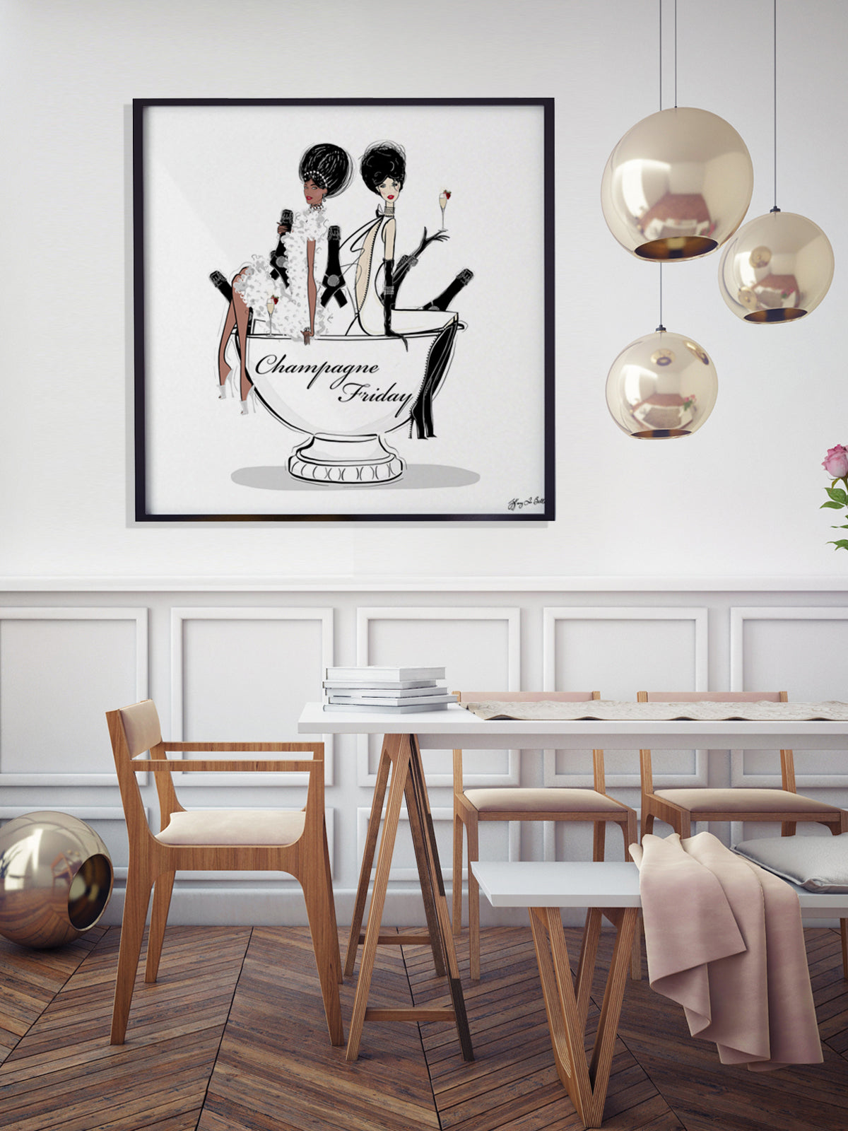 Champagne Friday - Illustration - Limited Edition Print - Tiffany La Belle