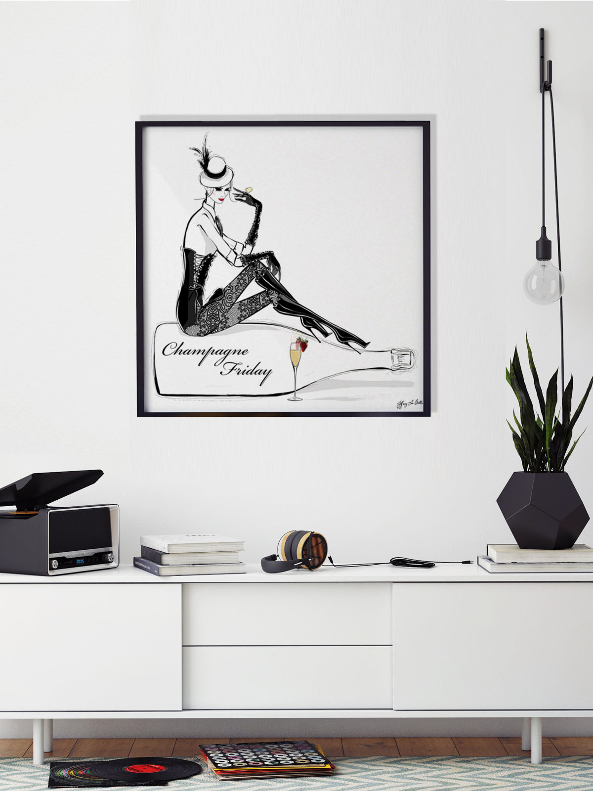 Champagne Friday with Strawberries - Illustration - Limited Edition Print - Tiffany La Belle