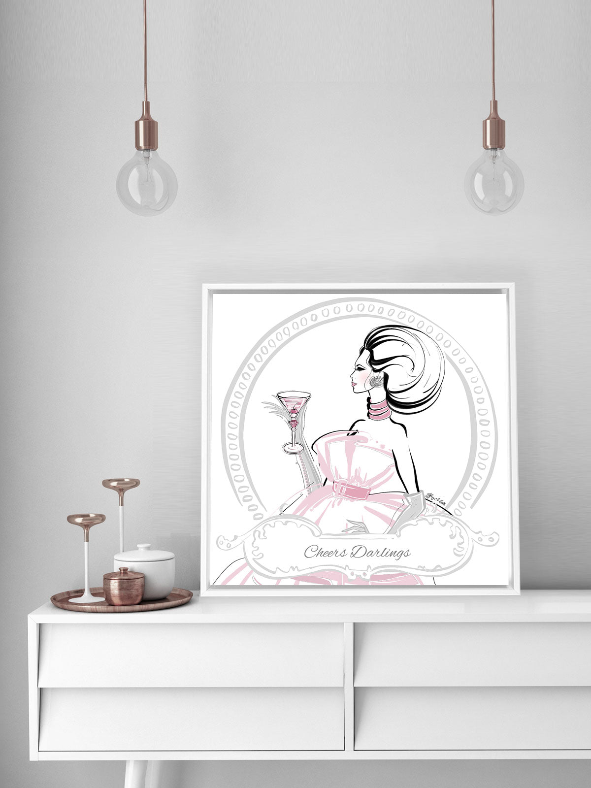 Cheers Darlings - Illustration - Canvas Gallery Print - Unframed or Framed - Tiffany La Belle