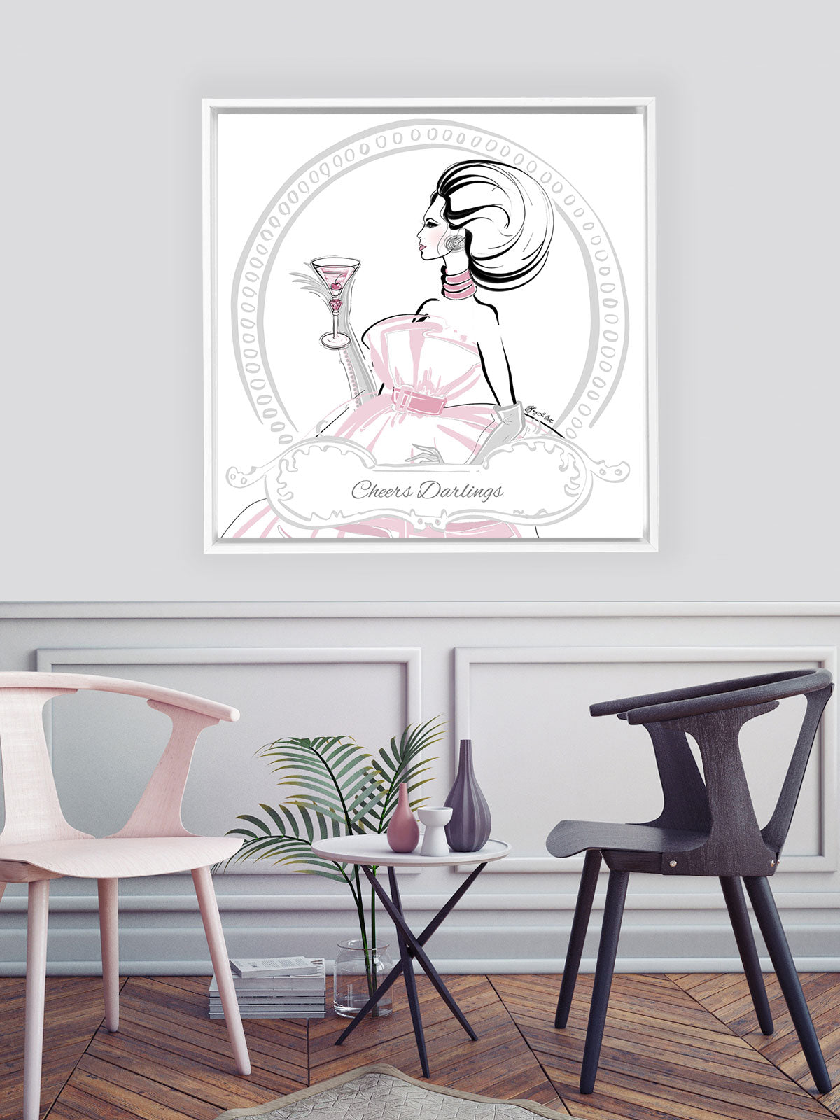 Cheers Darlings - Illustration - Canvas Gallery Print - Unframed or Framed - Tiffany La Belle