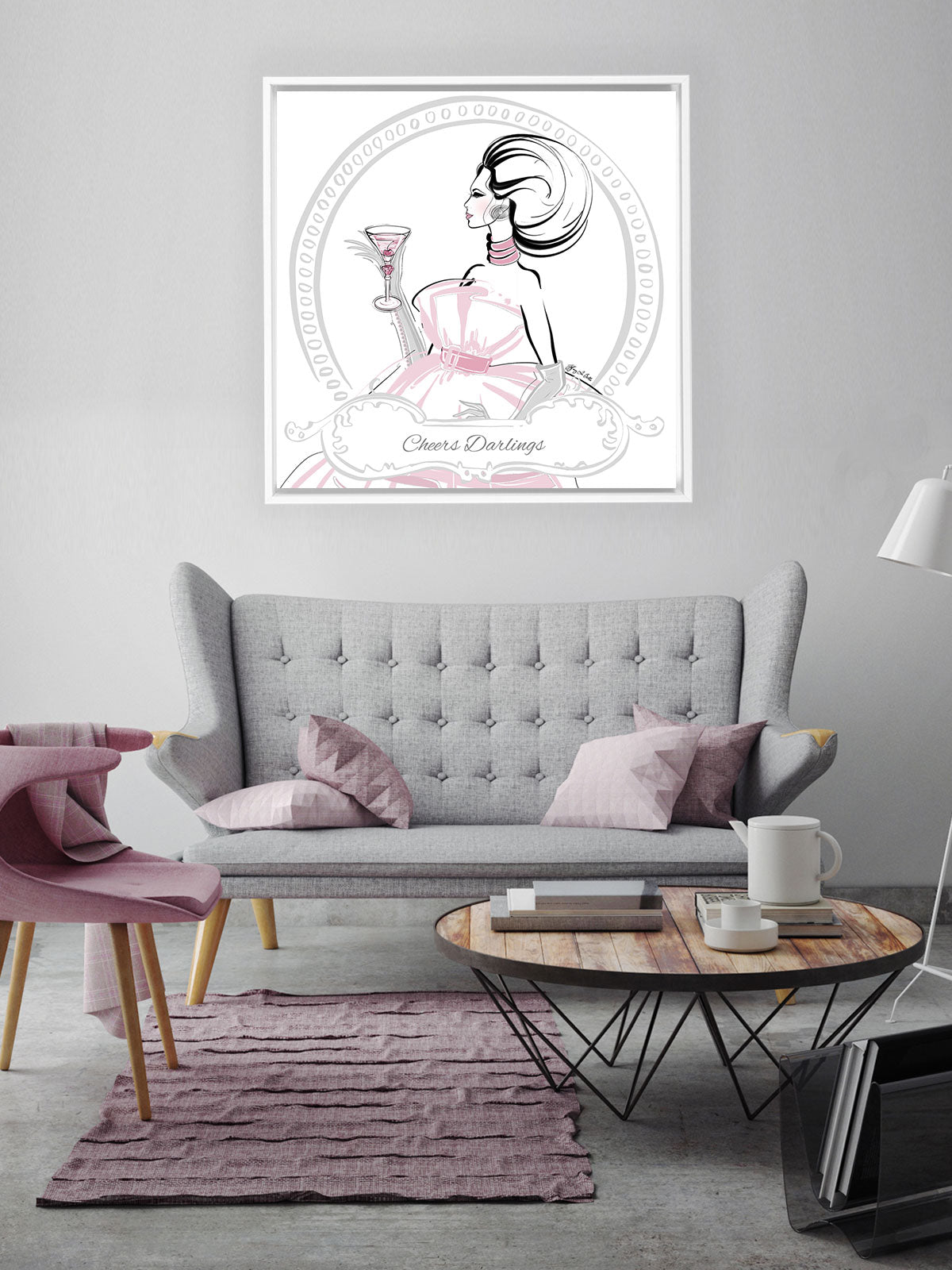 Cheers Darlings - Illustration - Canvas Gallery Print - Unframed or Framed - Tiffany La Belle