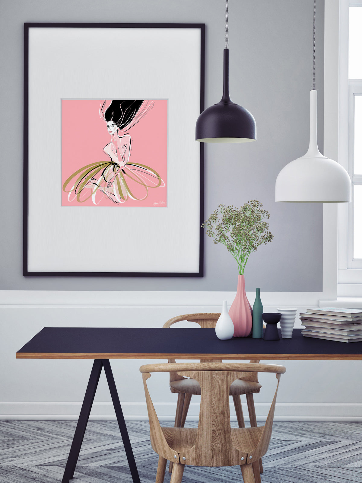 Pink and Pearls - Illustration - Limited Edition Print - Tiffany La Belle
