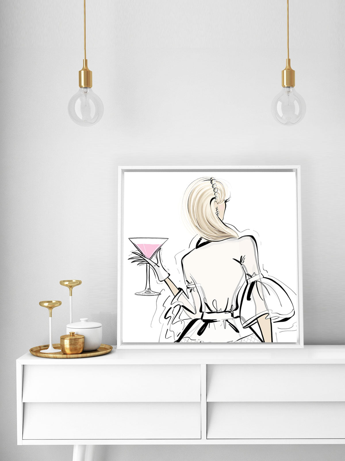 Dior Cocktails - Illustration - Canvas Gallery Print - Unframed or Framed - Tiffany La Belle
