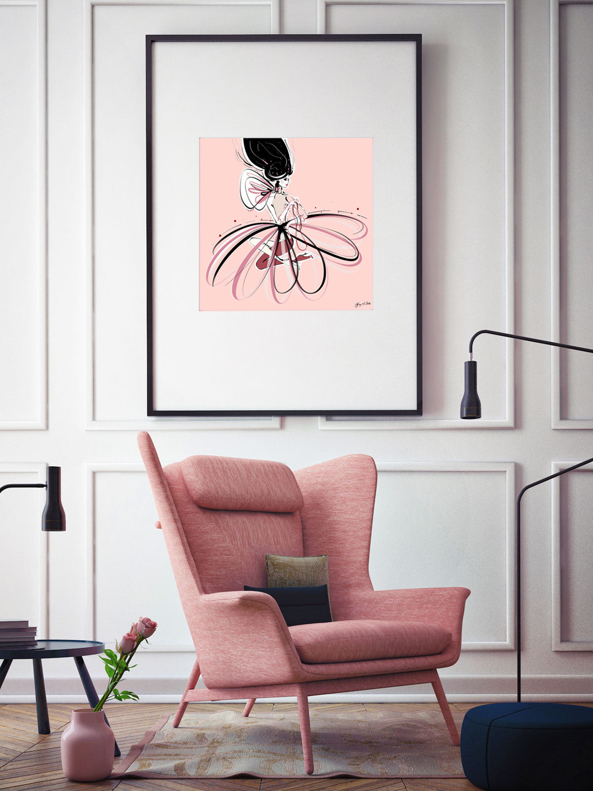 For the Love of Pearls in Pink - Illustration - Limited Edition Print - Tiffany La Belle