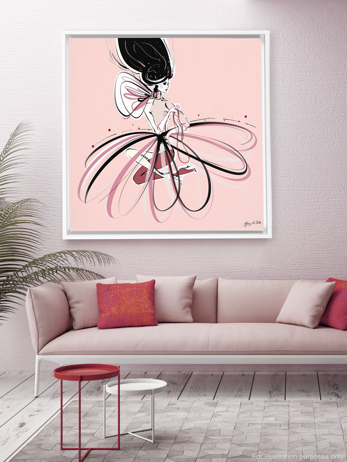 For the Love of Pearls in Pink - Illustration - Canvas Gallery Print - Unframed or Framed - Tiffany La Belle