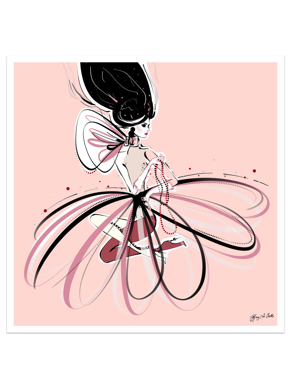 For the Love of Pearls in Pink - Illustration - Limited Edition Print - Tiffany La Belle