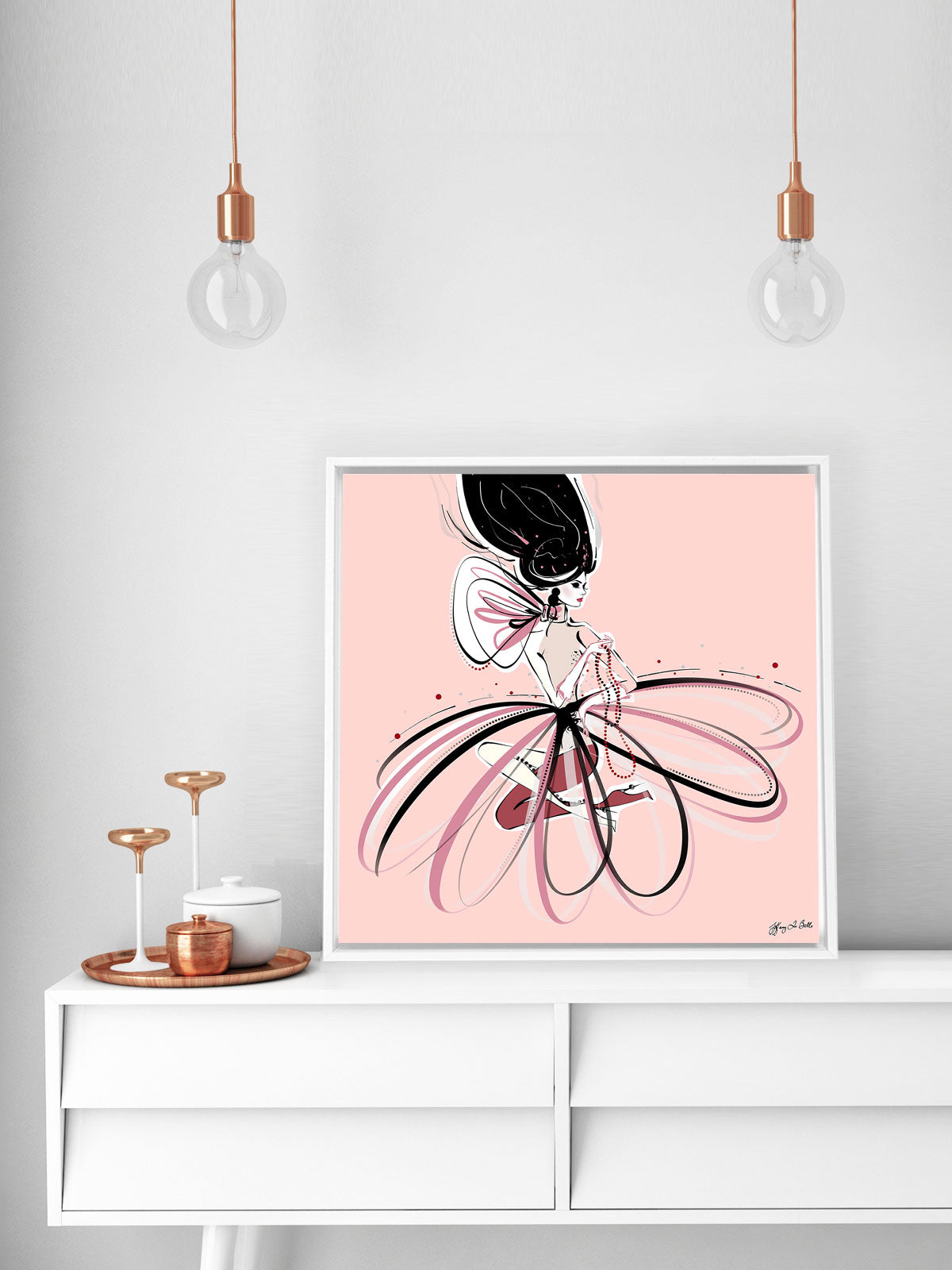For the Love of Pearls in Pink - Illustration - Canvas Gallery Print - Unframed or Framed - Tiffany La Belle