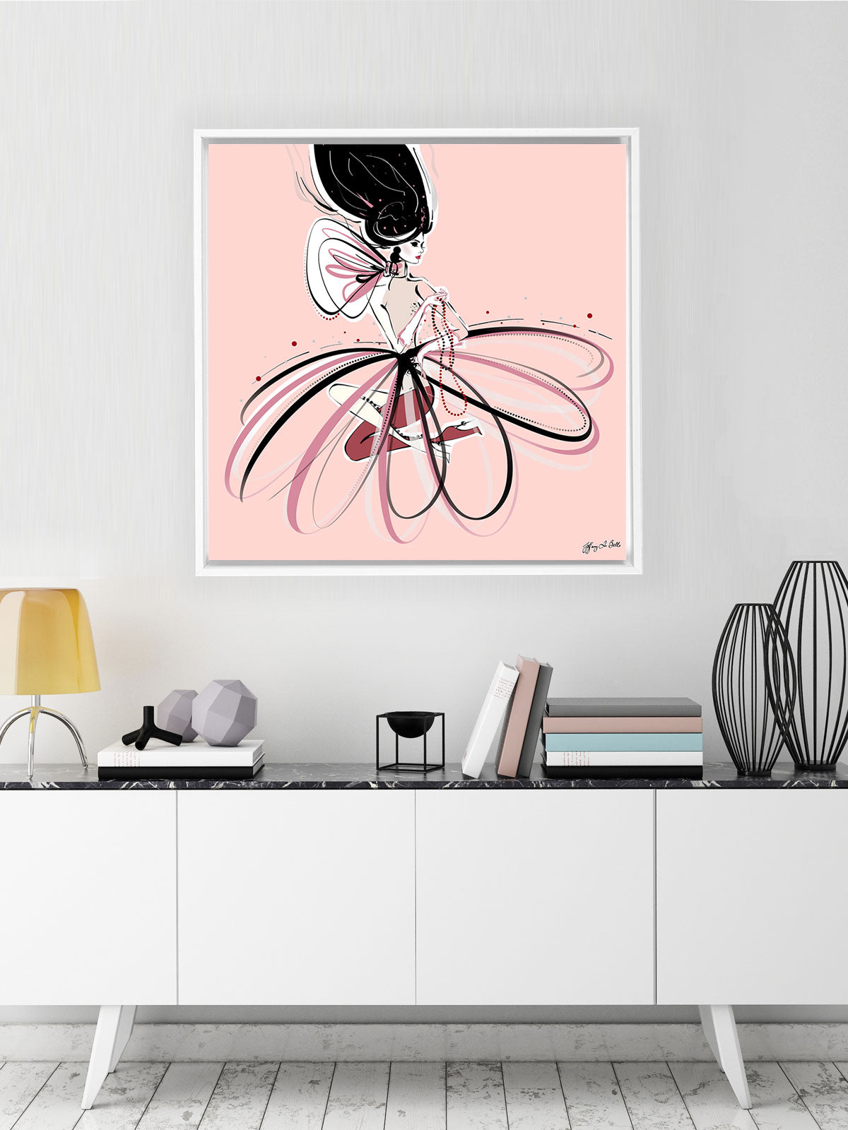 For the Love of Pearls in Pink - Illustration - Canvas Gallery Print - Unframed or Framed - Tiffany La Belle
