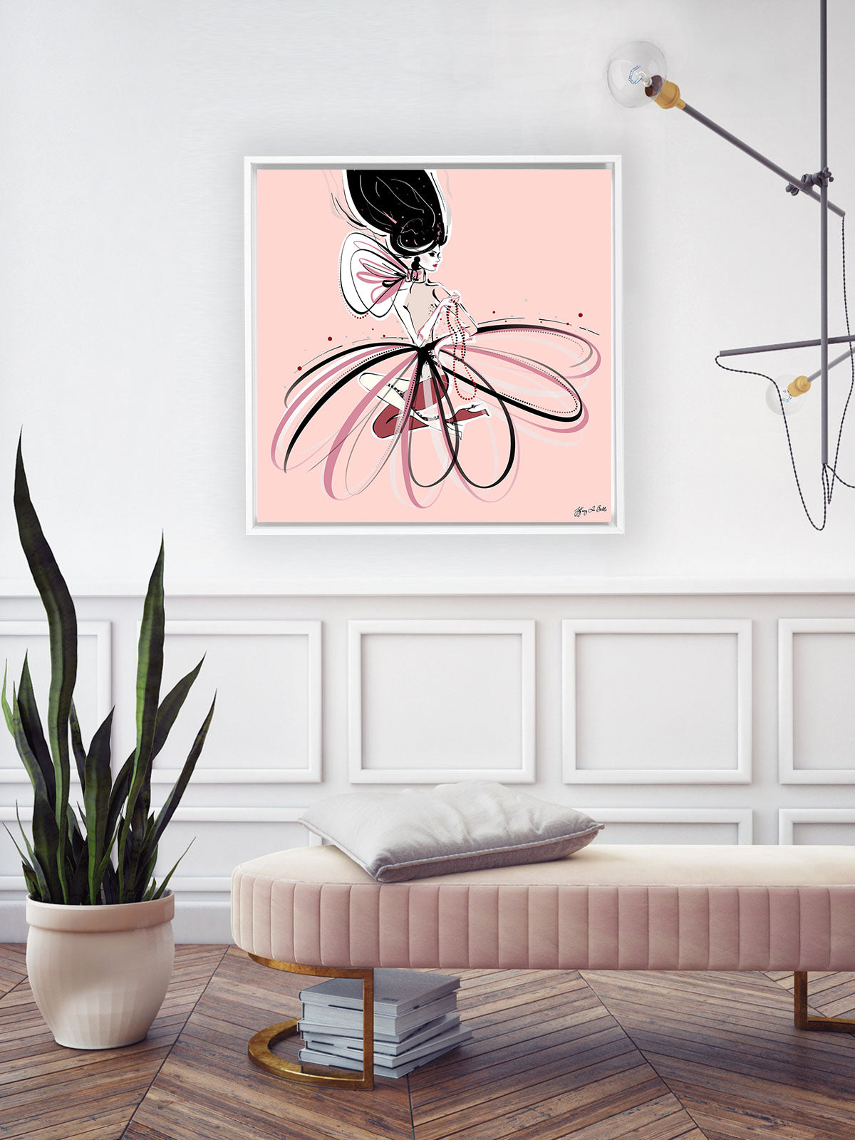 For the Love of Pearls in Pink - Illustration - Canvas Gallery Print - Unframed or Framed - Tiffany La Belle