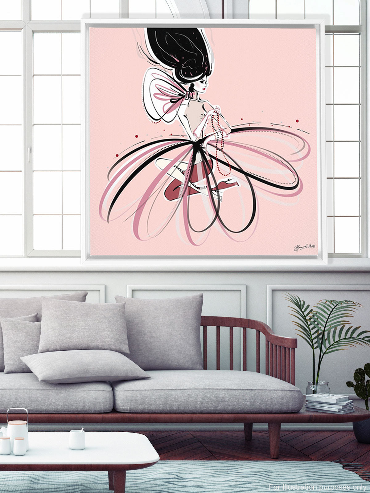 For the Love of Pearls in Pink - Illustration - Canvas Gallery Print - Unframed or Framed - Tiffany La Belle