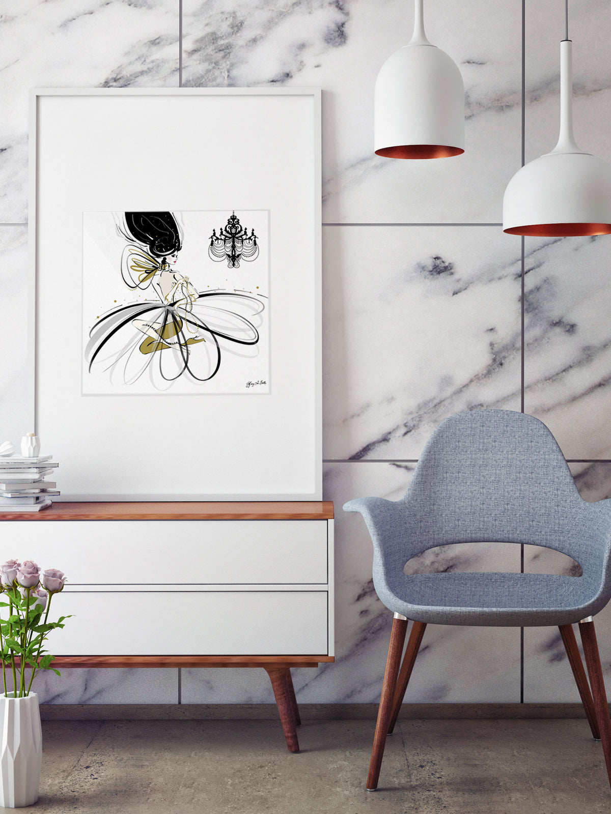For the Love of Pearls - Illustration - Limited Edition Print - Tiffany La Belle