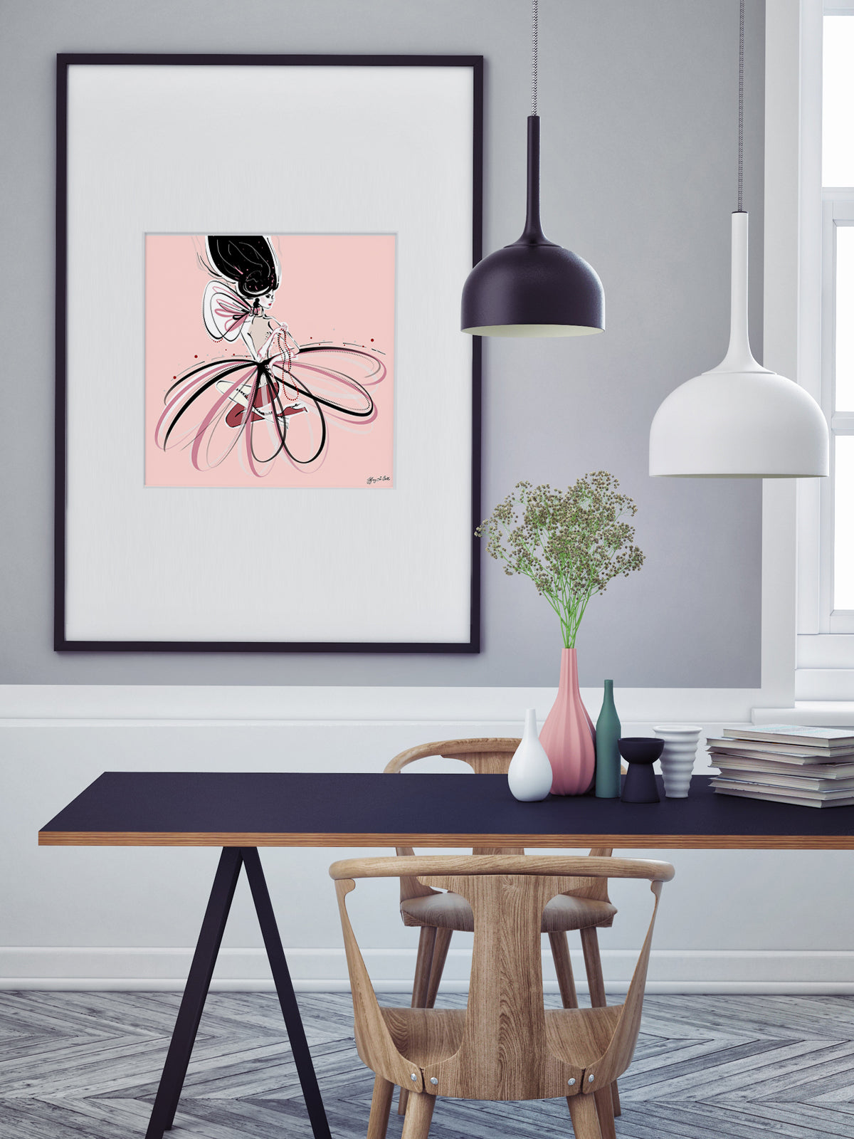 For the Love of Pearls in Pink - Illustration - Limited Edition Print - Tiffany La Belle