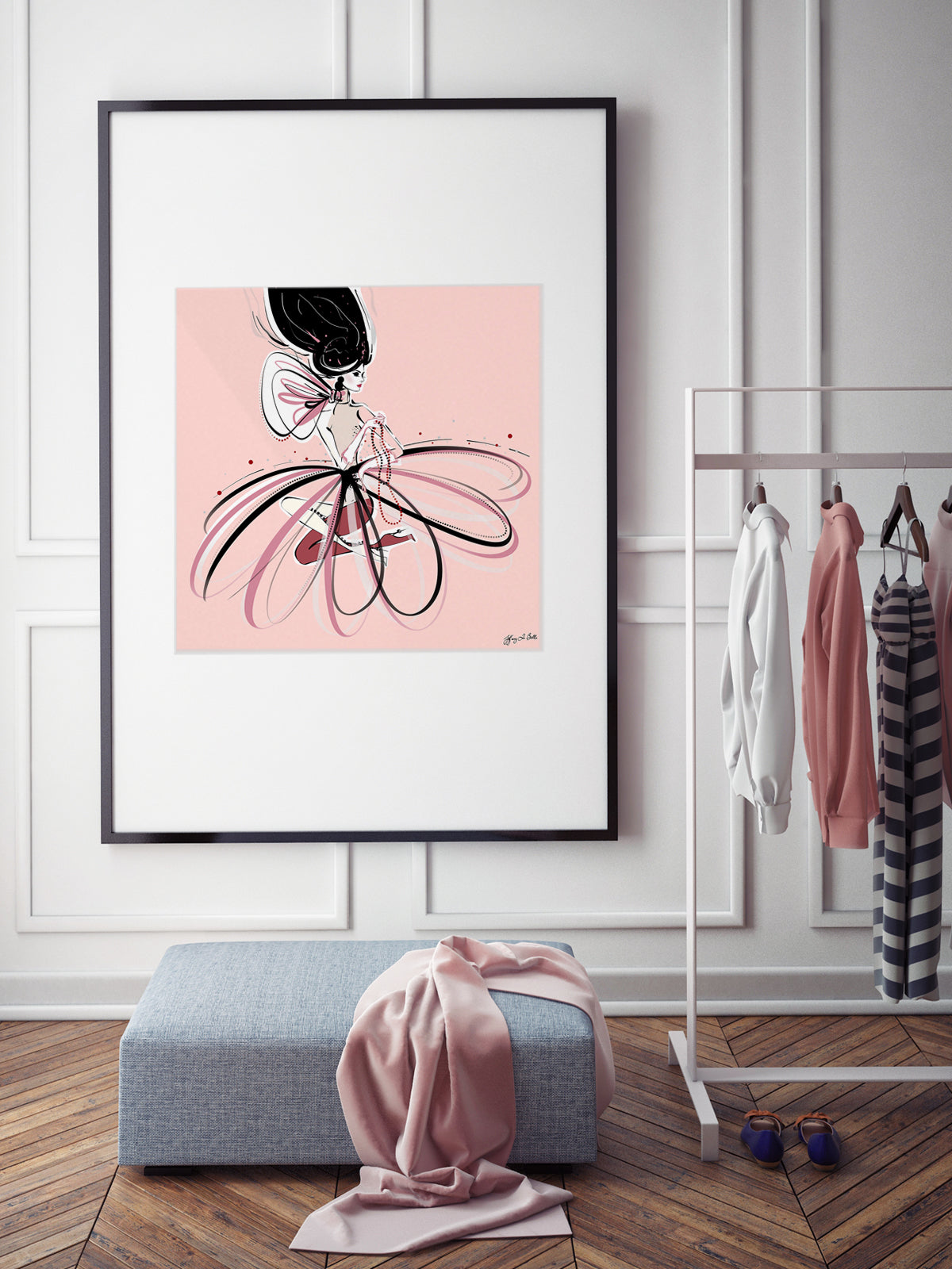 For the Love of Pearls in Pink - Illustration - Limited Edition Print - Tiffany La Belle
