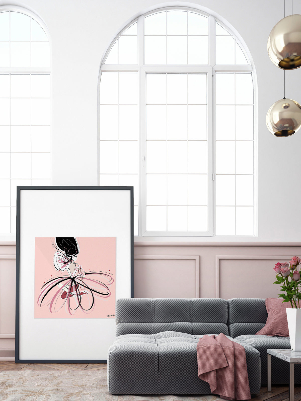 For the Love of Pearls in Pink - Illustration - Limited Edition Print - Tiffany La Belle