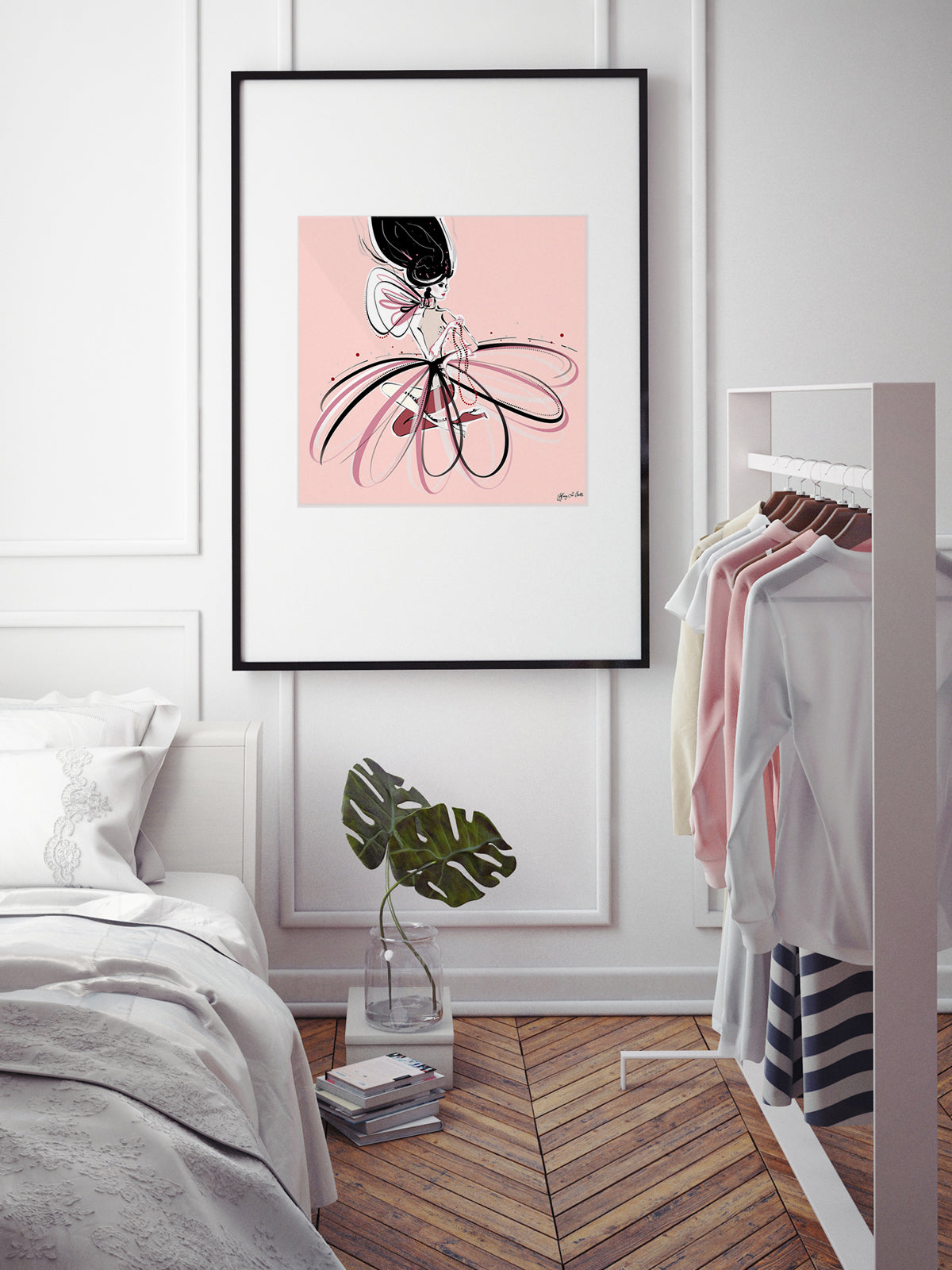 For the Love of Pearls in Pink - Illustration - Limited Edition Print - Tiffany La Belle